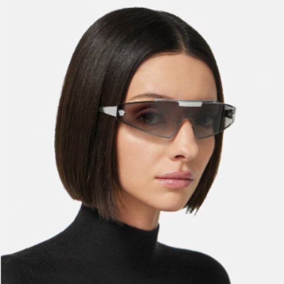 NEW VERSACE Medusa Horizon Sunglasses Silver, Shield Unisex Sunglasses Versace - Picture 5 of 7